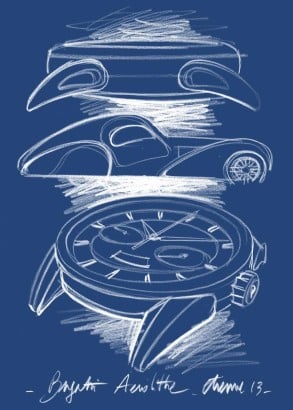 PARMIGIANI Bugatti Arorolithe_Zeichnung Auto und Uhr Profil