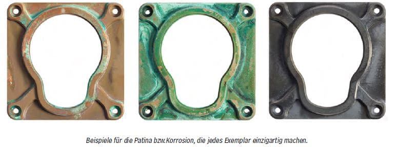 Die Patina-Wirkung des Bronzegehäuses