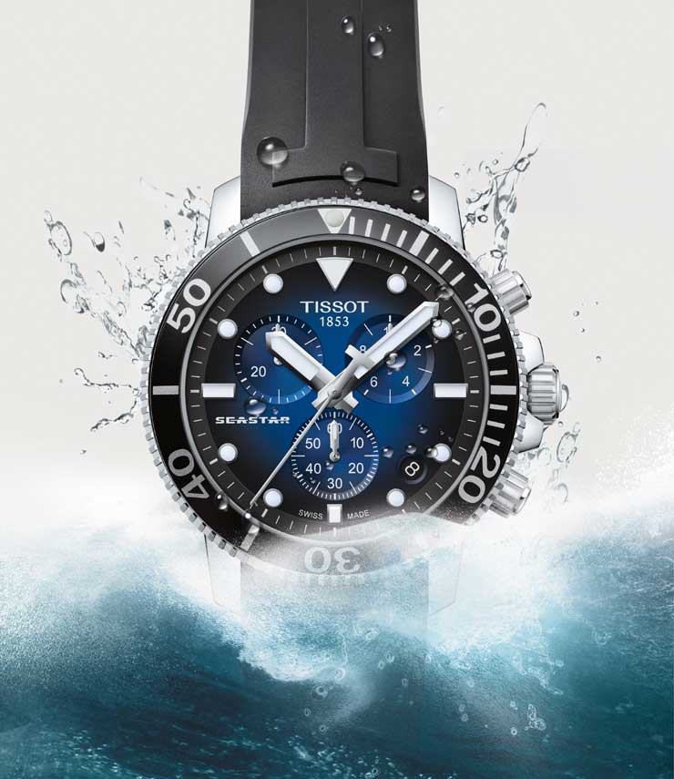 Eleganz im und unter Wasser verspricht der neue Tissot Seastar 1000 Quartz Chronograph
