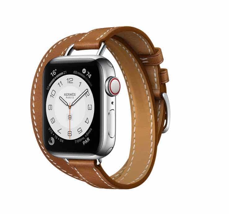 Apple Watch Hermes Series 6 40mm Fauve Barenia Calfskin Double Tour Attelage Strap 3.